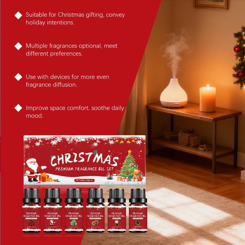 Christmas Fragrance Oil Set, 6x10ml Premium Holiday Christmas Essential Oils Scents for Diffusers, Scents for Candle & Soap Making, Hoilday Scented Oil Gifts for Women Men - Image 5